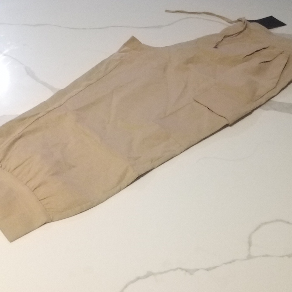 Capri Cargo Joggers Cropped Golf/Leisure Athletic Pants Khaki Sz L - Picture 9 of 12